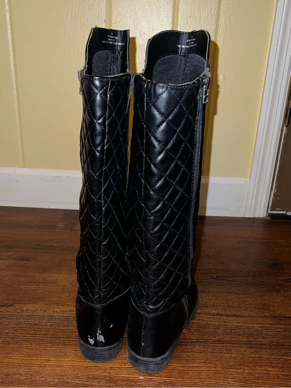 Mossimo Supply Co. Black Knee High Quilted Y2K Classic Riding Boots Size 8